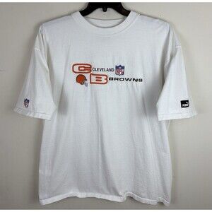 Vintage 90s Puma Cleveland Browns Embroidered T-Shirt / White / Large